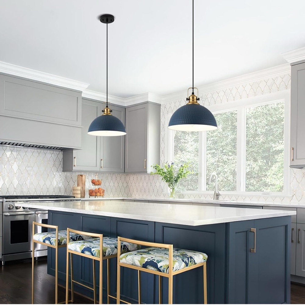 Blue and Gold Pendant Lights